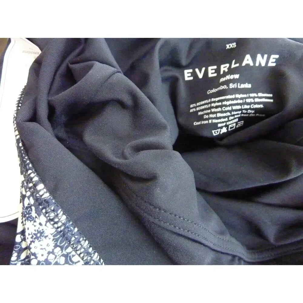 NWT Everlane The Square Neck  XXS Swimsuit One piece Blue Navy Floral